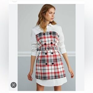 Chic Long Sleeve Plaid Dress with Belt